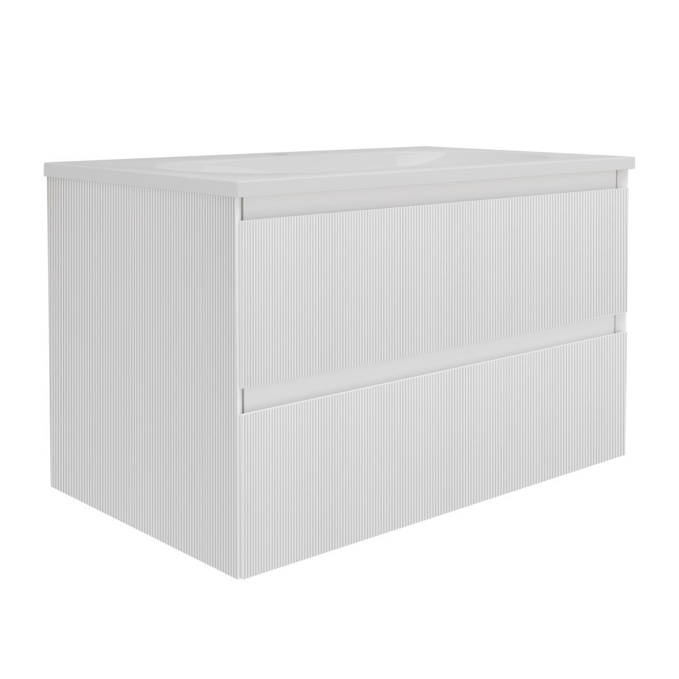 База под раковину Welle 800 подвесная, 2 выкатных ящика soft-close, M.White