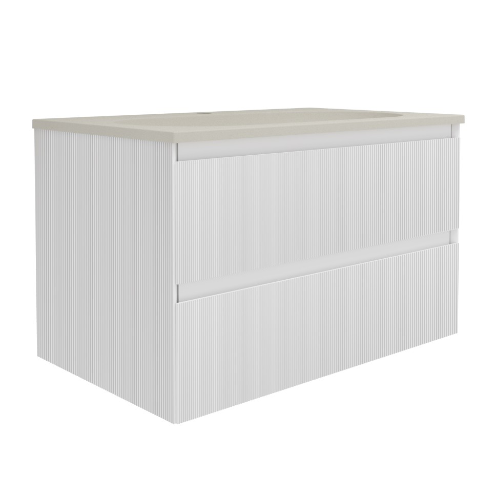 База под раковину Welle 800 подвесная, 2 выкатных ящика soft-close, M.White