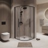 Душевое ограждение Niagara Nova NG-6826-34ВLACK (90х90х195) четверть круга,черный матовый,двери раздвижные,стекло прозрачное,1 место