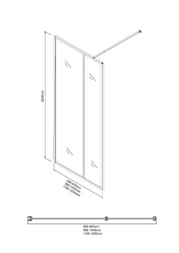 Душевая перегородка Niagara Nova NG-481-12FBLACK (120х200) черный матовый,стекло рифленое/тонированное,1 место