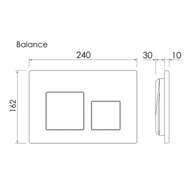Система инсталляции для унитазов CERAMICANOVA Balance с кнопкой смыва Square, цвет хром глянцевый, с креплениями, арт. CN121002CH