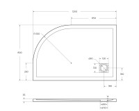 Душевой поддон из искусственного мрамора в комплекте с сифоном BelBagno UNO TRAY-MR-UNO-RH-120/80-550-35-W-L-CR