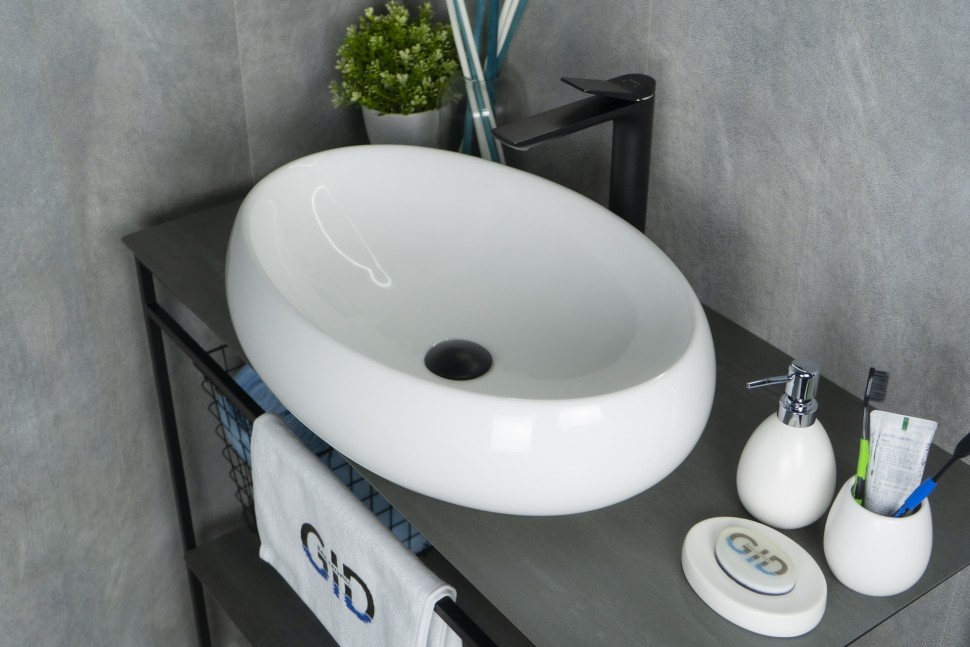 Раковина Gid N9030a 51114 накладная белая 60x41x15