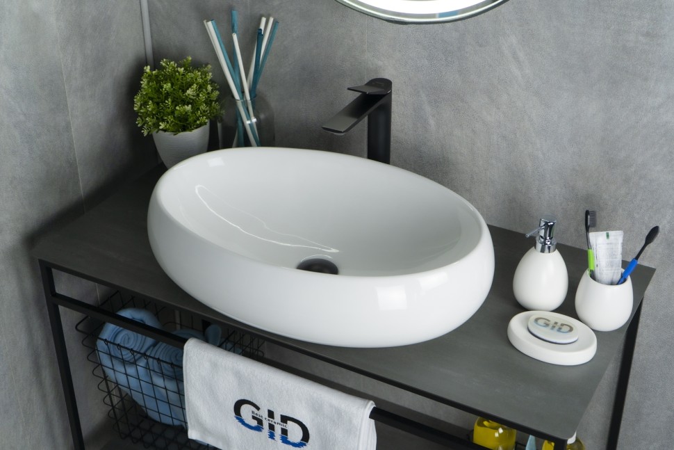 Раковина Gid N9030a 51114 накладная белая 60x41x15