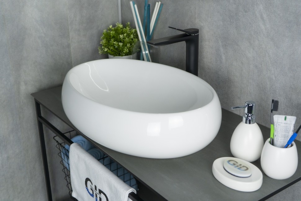 Раковина Gid N9030a 51114 накладная белая 60x41x15