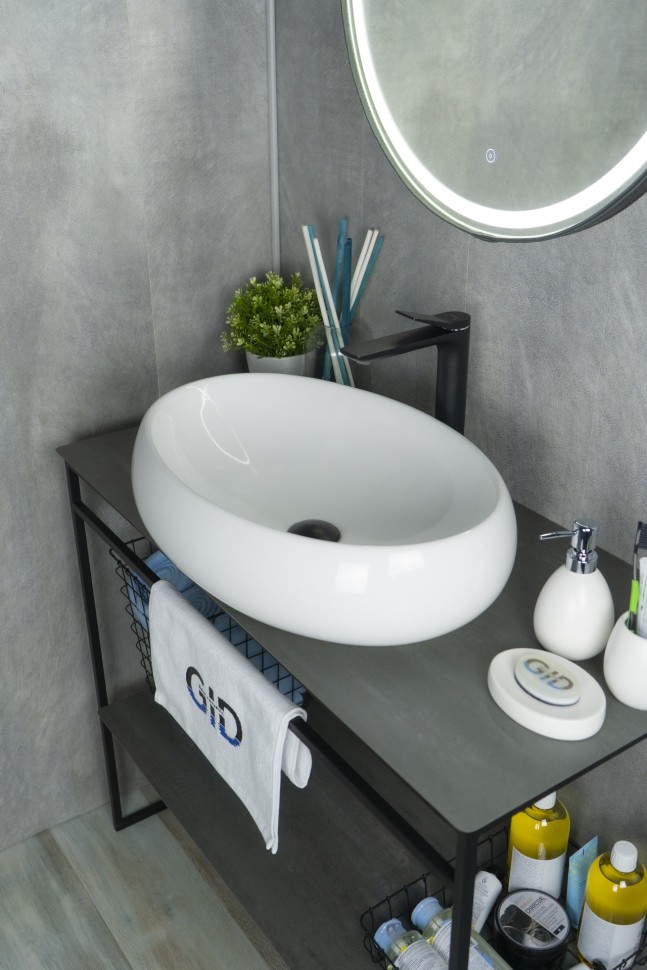 Раковина Gid N9030a 51114 накладная белая 60x41x15