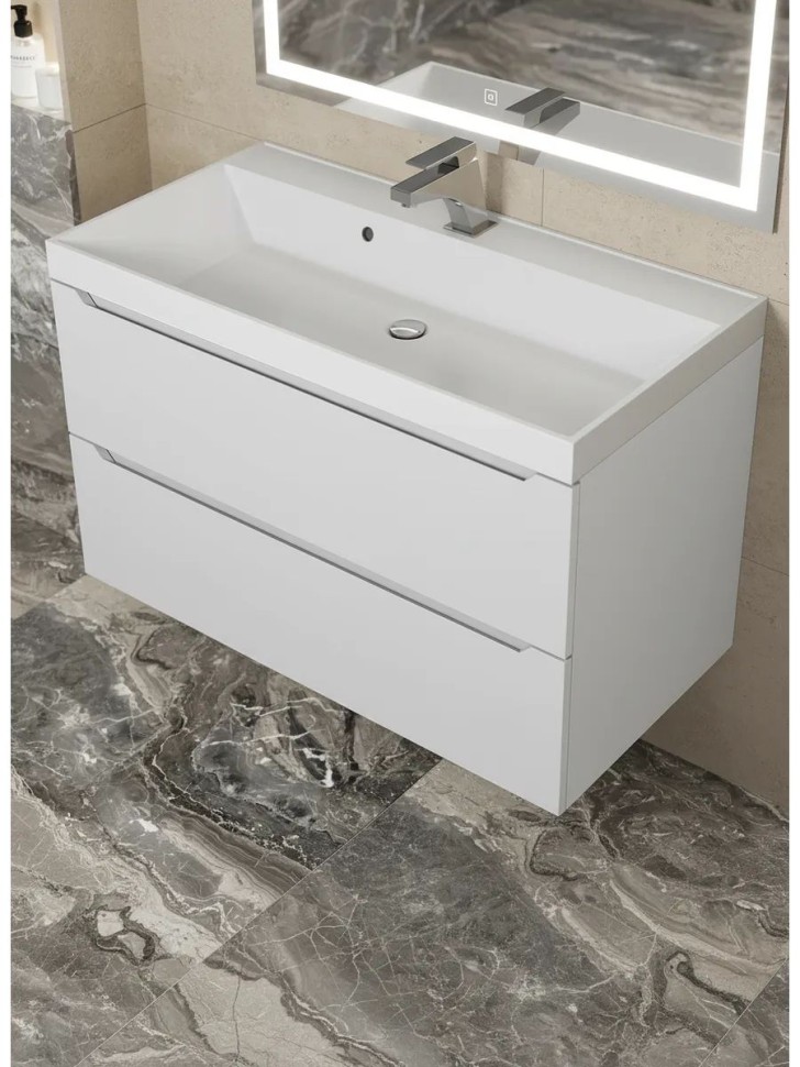 Раковина для ванной 90 см, Uperwood Classic, белая глянцевая