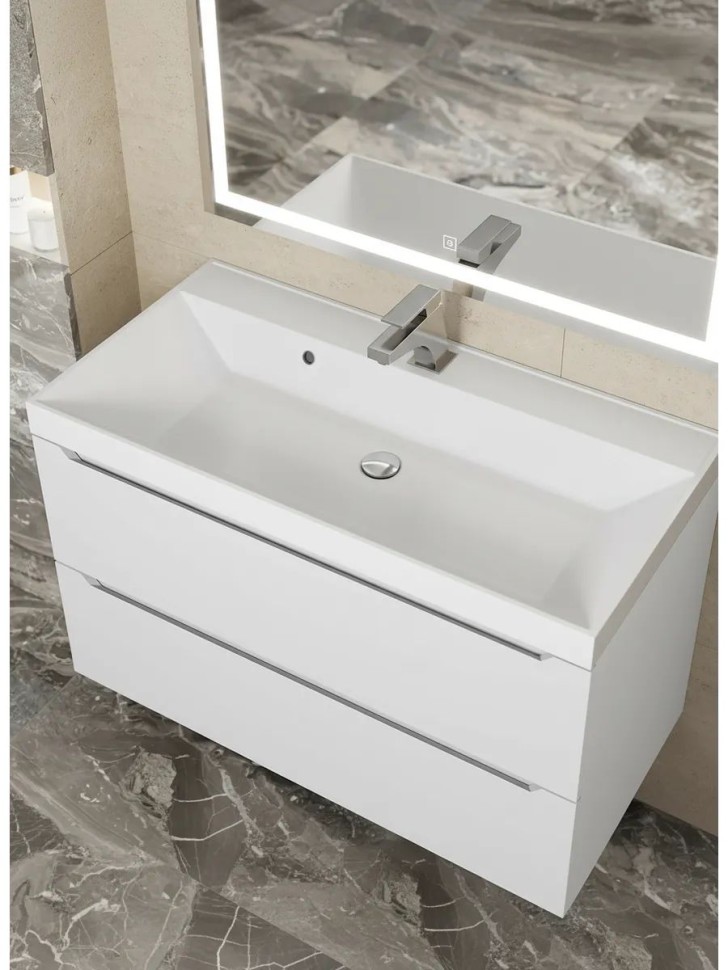 Раковина для ванной 90 см, Uperwood Classic, белая глянцевая