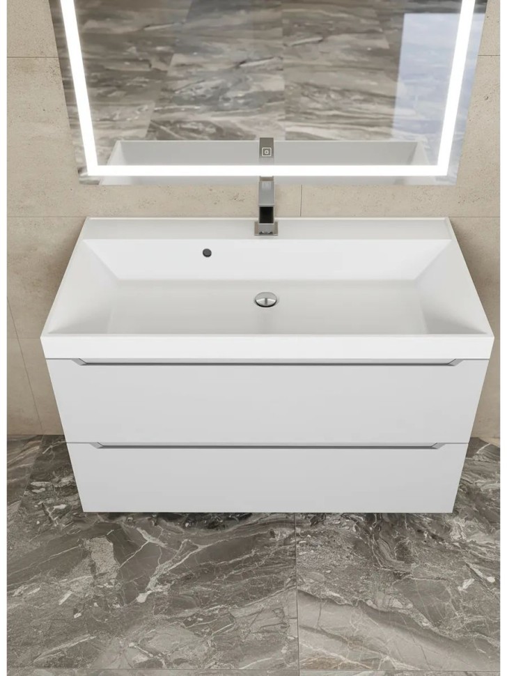 Раковина для ванной 90 см, Uperwood Classic, белая глянцевая