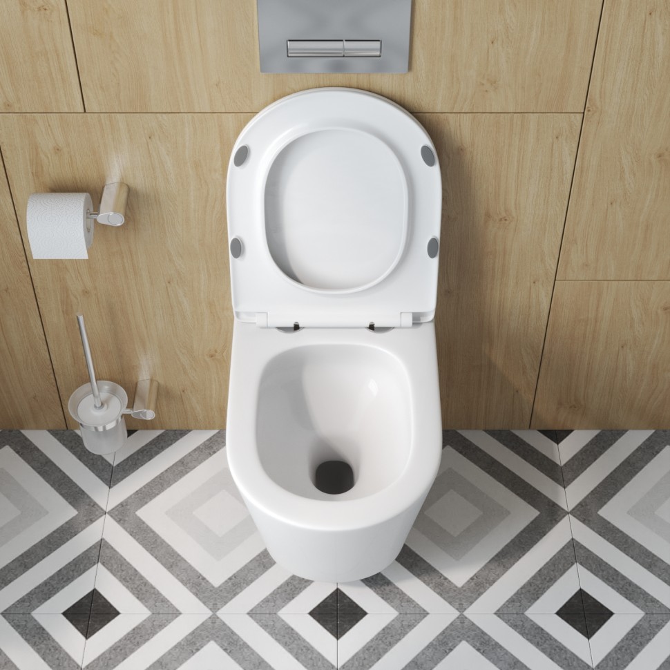 Унитаз подвесной безободковый с сиденьем и смывом TORNADO BelBagno TRE-TOR BB5180CH-TOR/SC