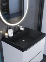 Раковина для ванной 80 см, Uperwood Classic Quartz, кварцевая, черная матовая, уголь