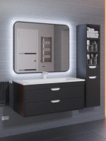 Зеркало для ванной с холодной подсветкой Uperwood Modul 60х80 см, прямоугольное, черное, сенсор/антизапотевание