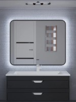 Зеркало для ванной с холодной подсветкой Uperwood Modul 60х80 см, прямоугольное, черное, сенсор/антизапотевание