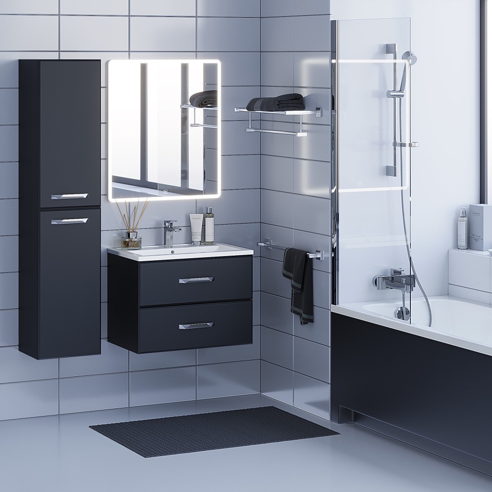 Шкаф-пенал для ванной Uperwood Foster 36х30х160 см, черный