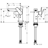 Смеситель для раковины Hansgrohe Talis E без сливного набора 71755000, хром