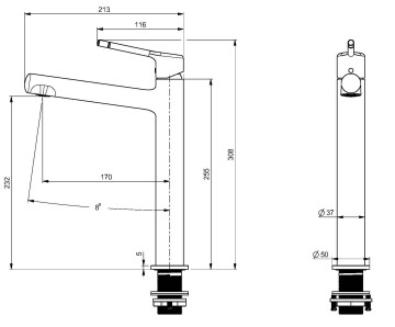 Смеситель для раковины Феерие (Feerie) VBF-5FE2GM, вороненая сталь