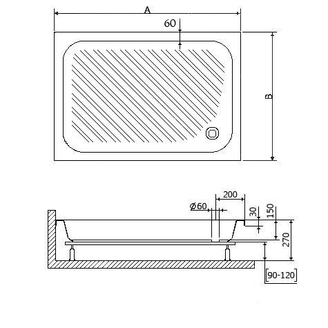 Душевой поддон RGW Acryl B/CL-S, 80x120 см, антискользящий, белый