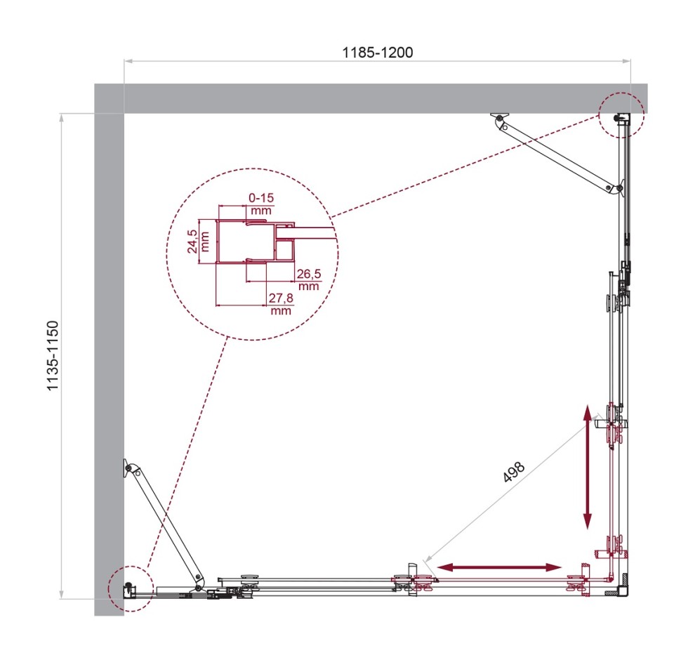Душевой уголок BelBagno LUCE-AH-22-120/115-C-Cr