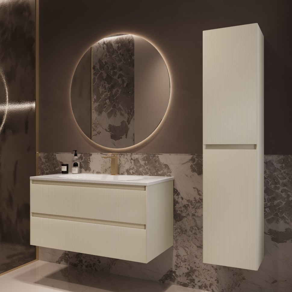 База под раковину Welle 1000 подвесная, 2 выкатных ящика soft-close, M.Beige