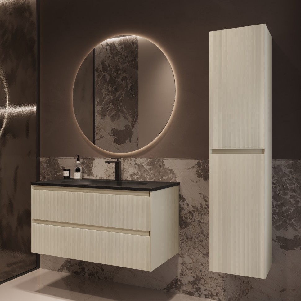 База под раковину Welle 1000 подвесная, 2 выкатных ящика soft-close, M.Beige