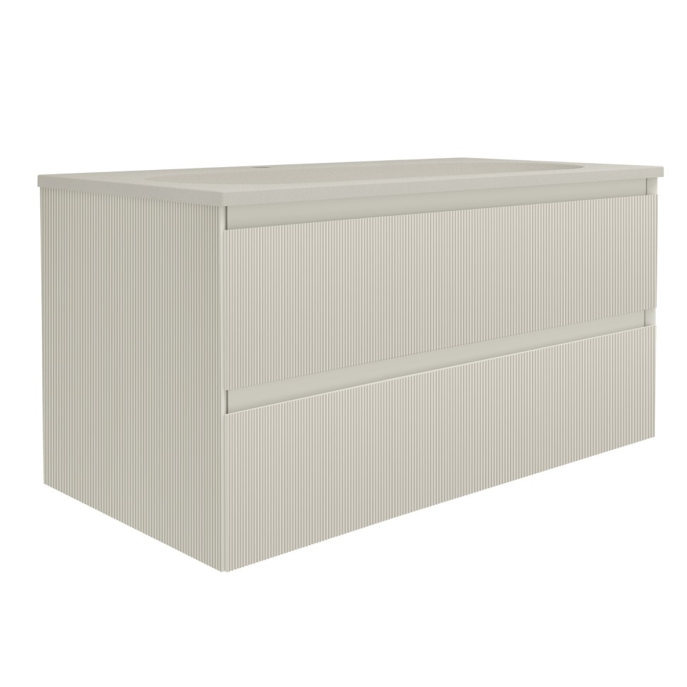 База под раковину Welle 1000 подвесная, 2 выкатных ящика soft-close, M.Beige