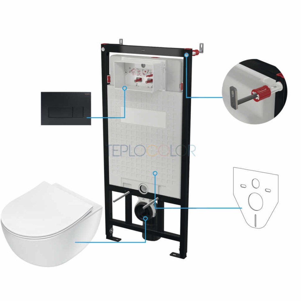 Унитаз с сиденьем, скрытого монтажа, 6 в 1