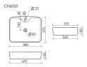 Умывальник чаша накладная прямоугольная Element 480x370x130мм CN6033