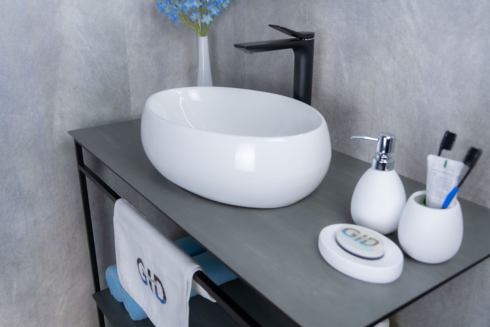 Раковина Gid N9030b 51115 накладная белая 48x34x15