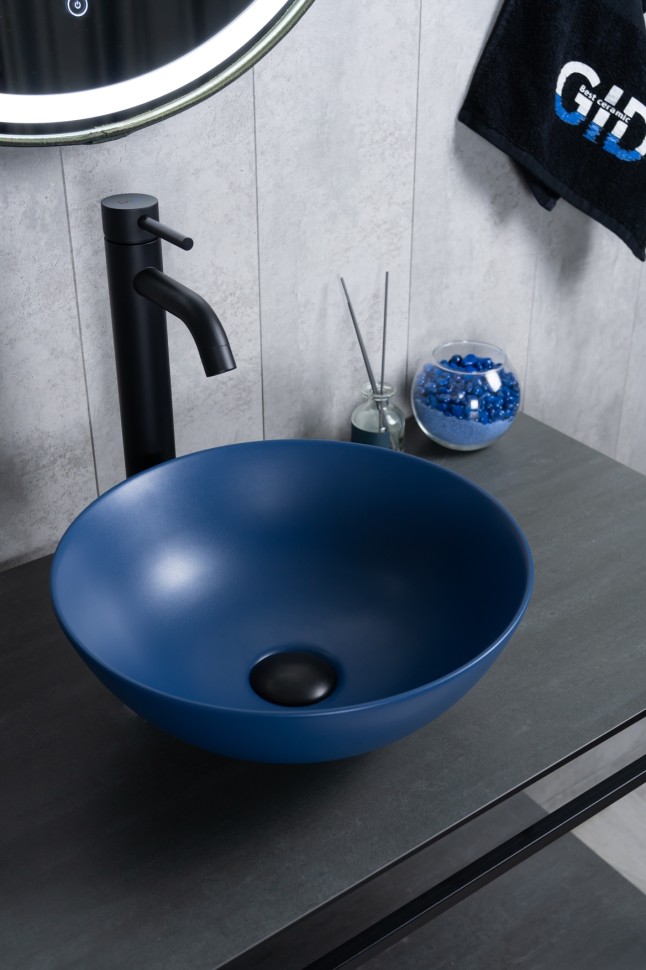 Раковина Gid 9081bum 53401 накладная синяя матовая 36x36x14