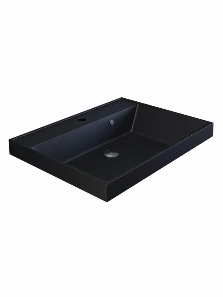 Раковина для ванной 80 см, Uperwood Classic Quartz, кварцевая, черная матовая, космос