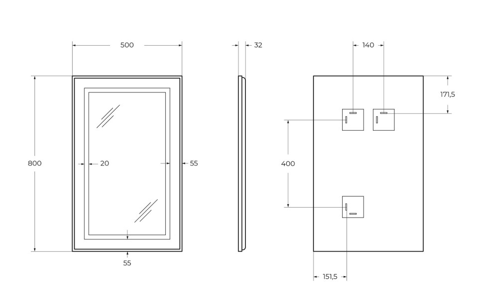 Зеркало BelBagno SPC-KRAFT-500-800-SENS-NERO