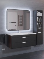 Зеркало для ванной с холодной подсветкой Uperwood Modul 65х80 см, прямоугольное, черное, сенсор/антизапотевание