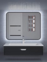 Зеркало для ванной с холодной подсветкой Uperwood Modul 65х80 см, прямоугольное, черное, сенсор/антизапотевание