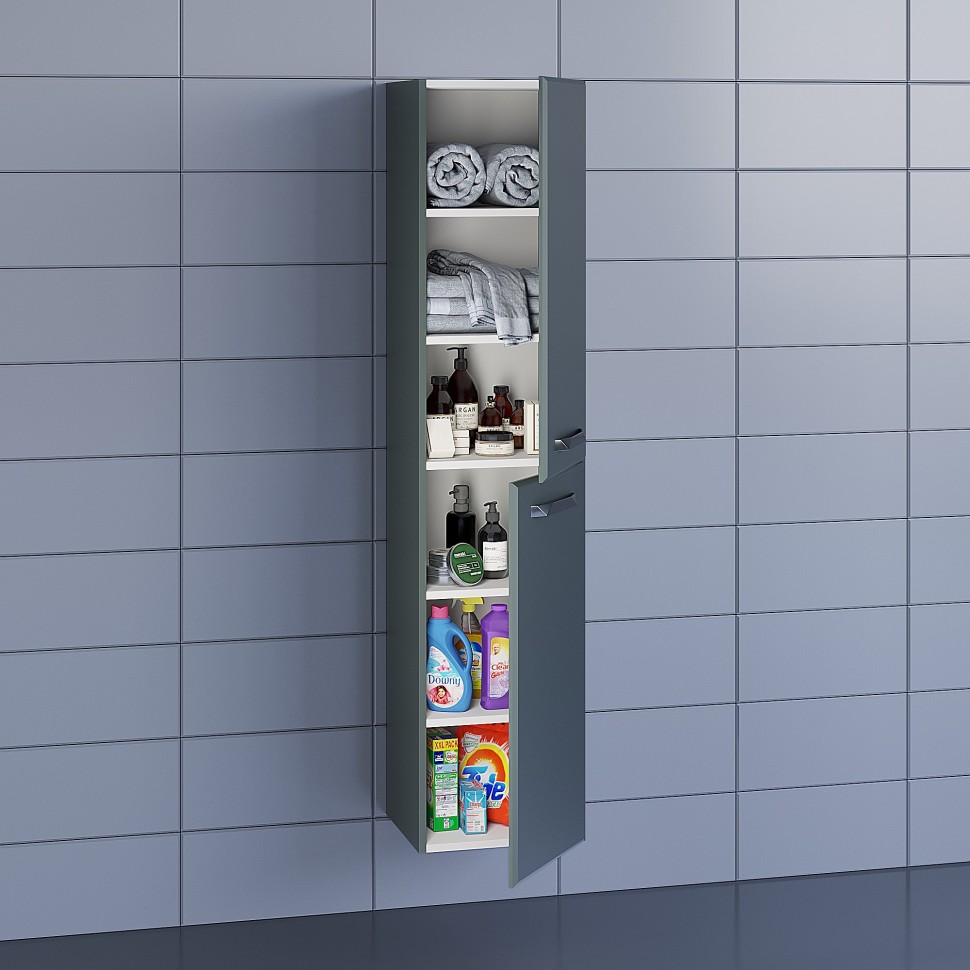 Шкаф-пенал для ванной Uperwood Foster 36х30х160 см, серый графит