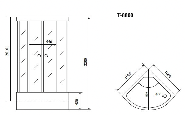 Timo Comfort T-8800 Fabric Glass душевая кабина 100*100*220+турецкая баня хамам