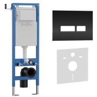 Комплект 2в1 IBERICA BLANCA инсталляция SILENCIO MINI, кнопка смыва CRYSTAL-R черный (IB.001M.2211)