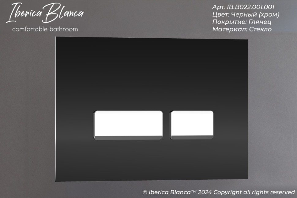 Комплект 2в1 IBERICA BLANCA инсталляция SILENCIO MINI, кнопка смыва CRYSTAL-R черный (IB.001M.2211)