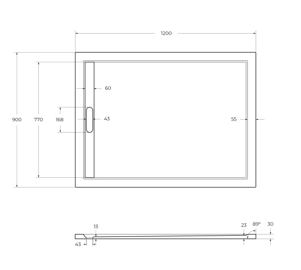 Поддон из искусственного мрамора CEZARES TRAY-AS-AH-120/90-30-W