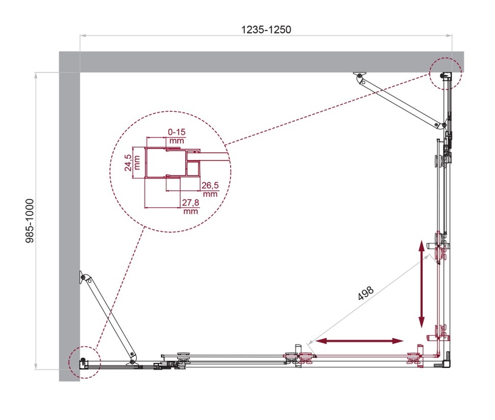 Душевой уголок BelBagno LUCE-AH-22-125/100-C-Cr