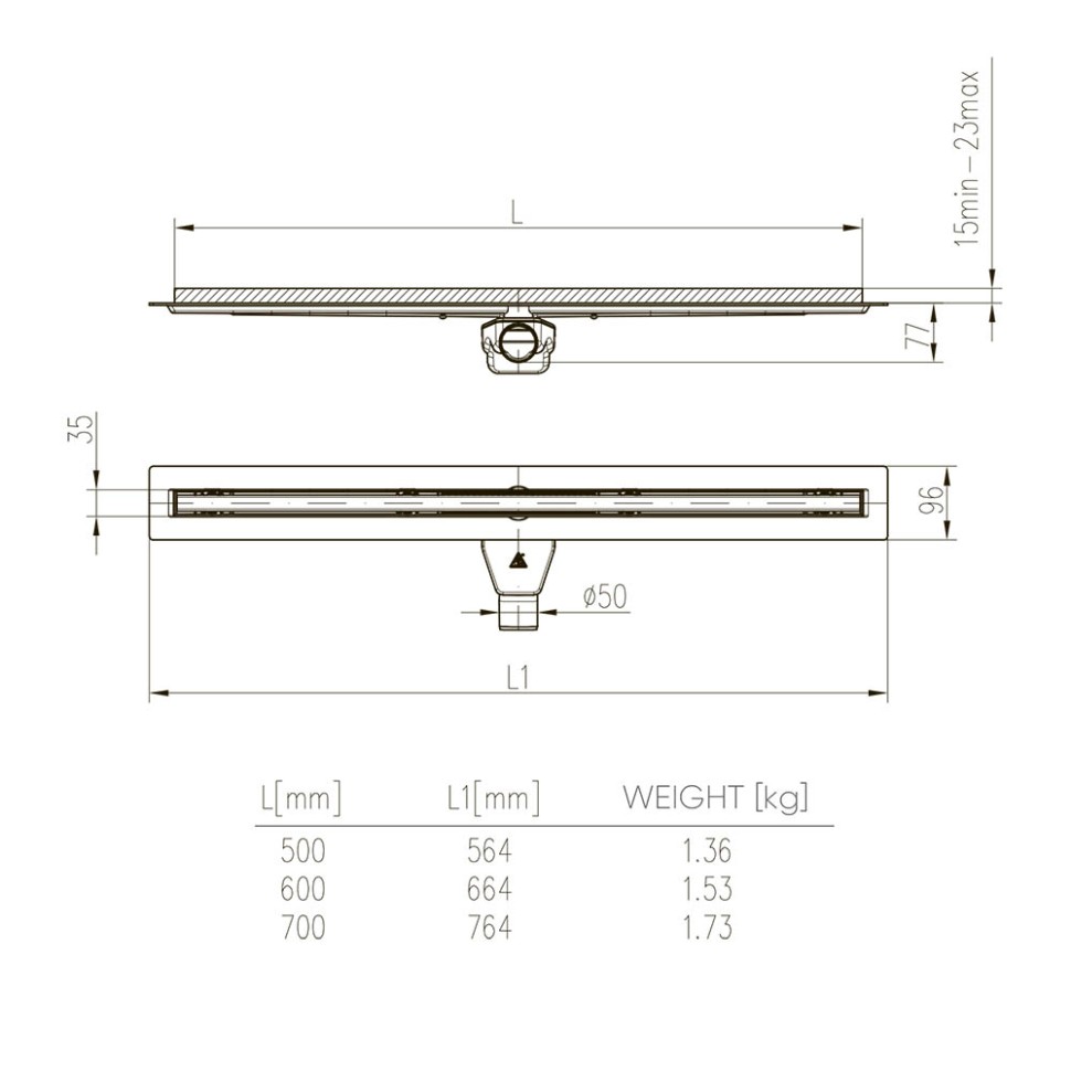 Душевой лоток щелевой Veconi Slim Line 800