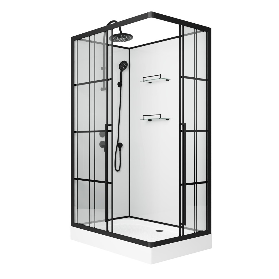 Душевая кабина Niagara Standart ST100/80/15QL/KL/BKT (100х80х225) низкий поддон(15см),черный,стекло прозрачное,3 места