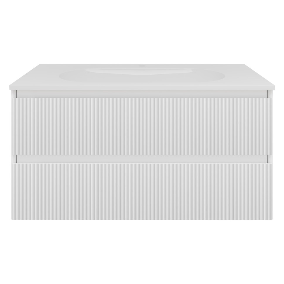 База под раковину Welle 1000 подвесная, 2 выкатных ящика soft-close, M.White