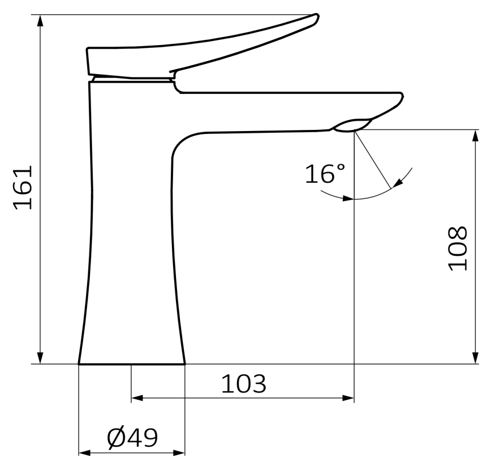 Смеситель для раковины GRB NAVA 66510622, черный матовый