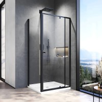 Душевой угол Veconi Rovigo RV-026B, 1200х1000х1950, черный матовый, стекло прозрачное