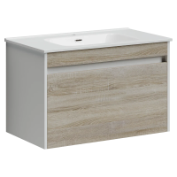 Тумба подвесная SANCOS Smart 790х450х500, c двумя ящиками оснащенными доводчиками, дуб бардолино/белый , арт. SM80E