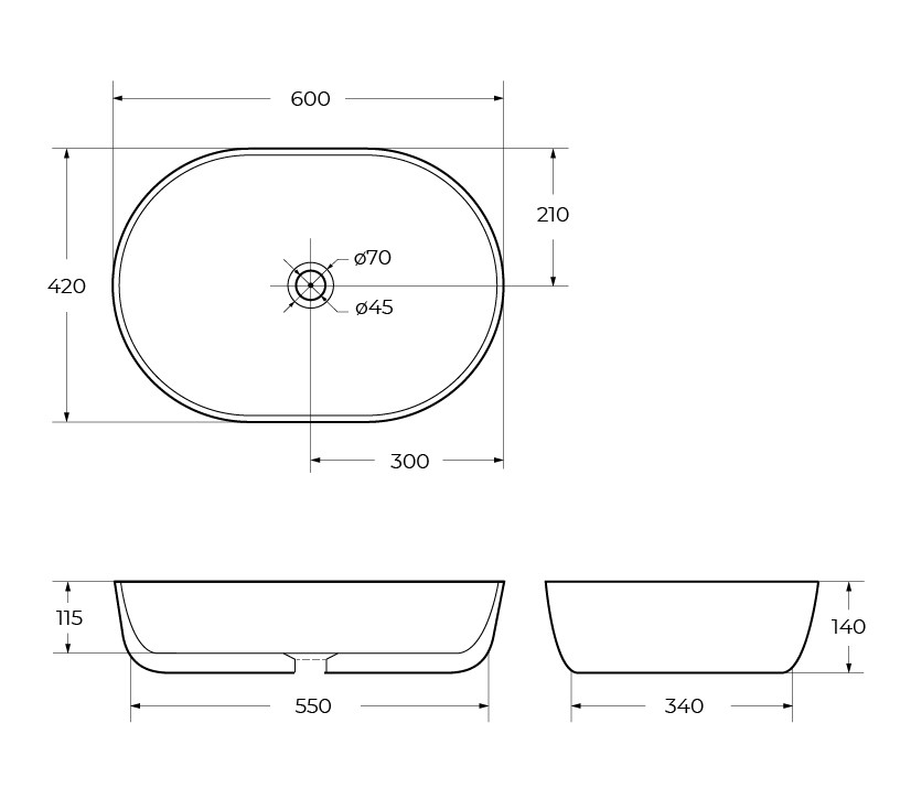 Накладная раковина BelBagno BB1084-H311
