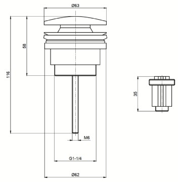 AQM7003CR Донный клапан, Хром