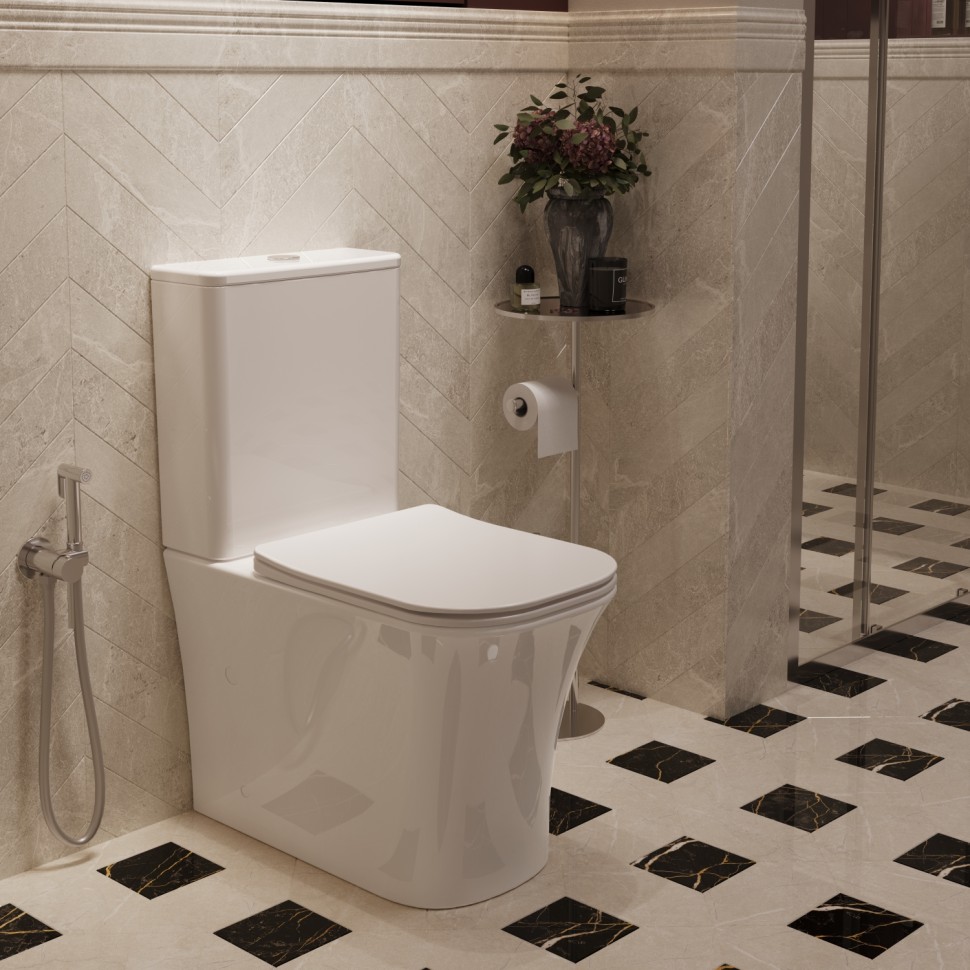 Унитаз-компакт Торнадо Сити (City) VT2-56T, цвет белый, ультратонкое сиденье микролифт, горизонтальный выпуск