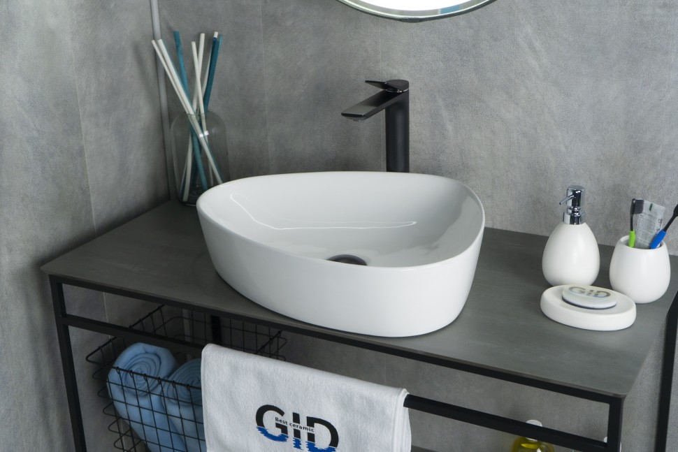 Раковина Gid N9386 51139 накладная белая 50x40x12