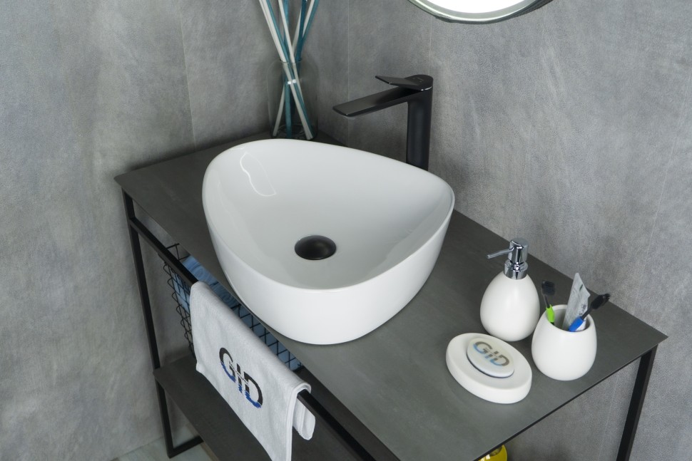 Раковина Gid N9386 51139 накладная белая 50x40x12